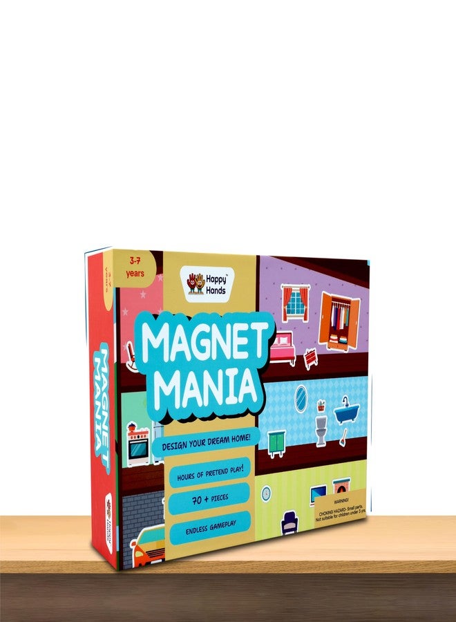 HappyHands Happy Hands Pretend and Play Toy Magnet Mania - Design Your Home, Interactive Pretend Play Set for Kids, Toddlers, 70+ Magnetic Pieces, Preschool Learning Game, Gifts for Children Ages 3, 4, 5, 6, 7 - Image 2